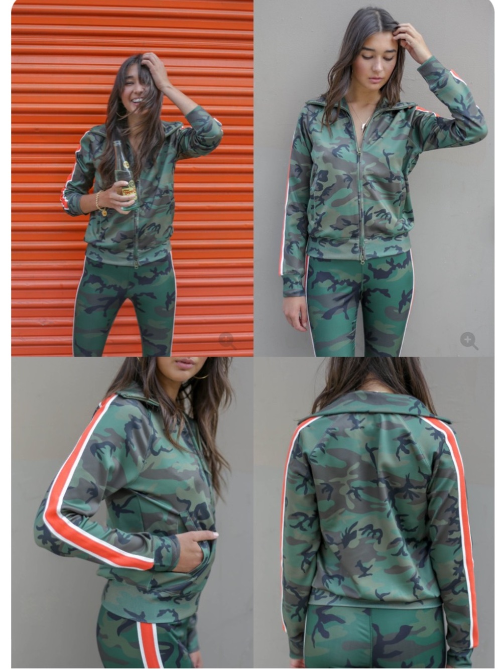 Pam & Gela Large Camouflage Track Jacket W/Racing Stripe Size Large